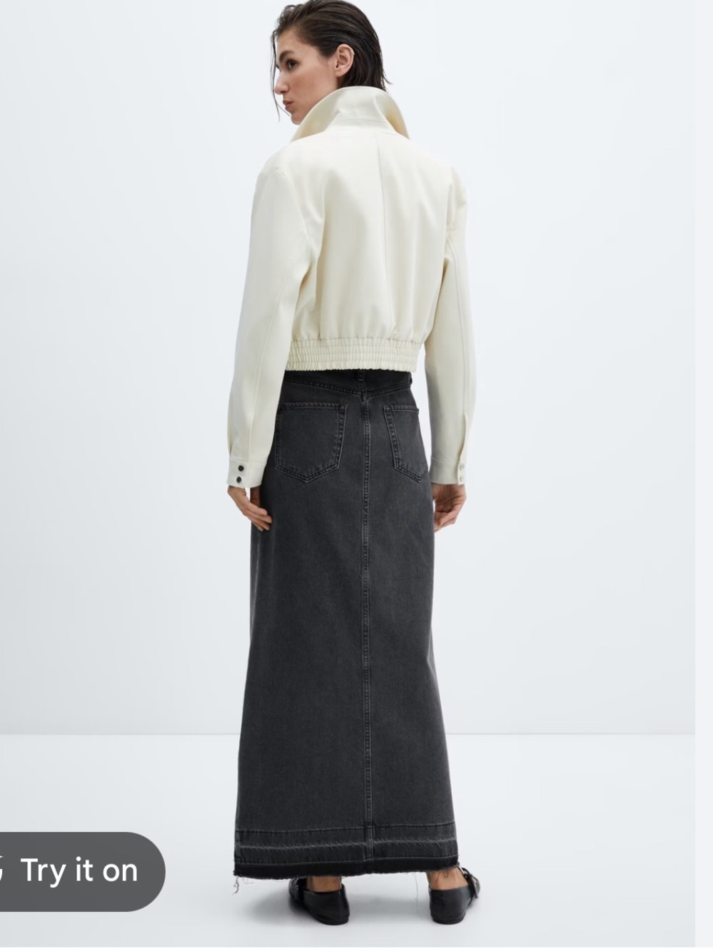 MANGO Maxi Black Denim Skirt, new with tags - Picture 2 of 7